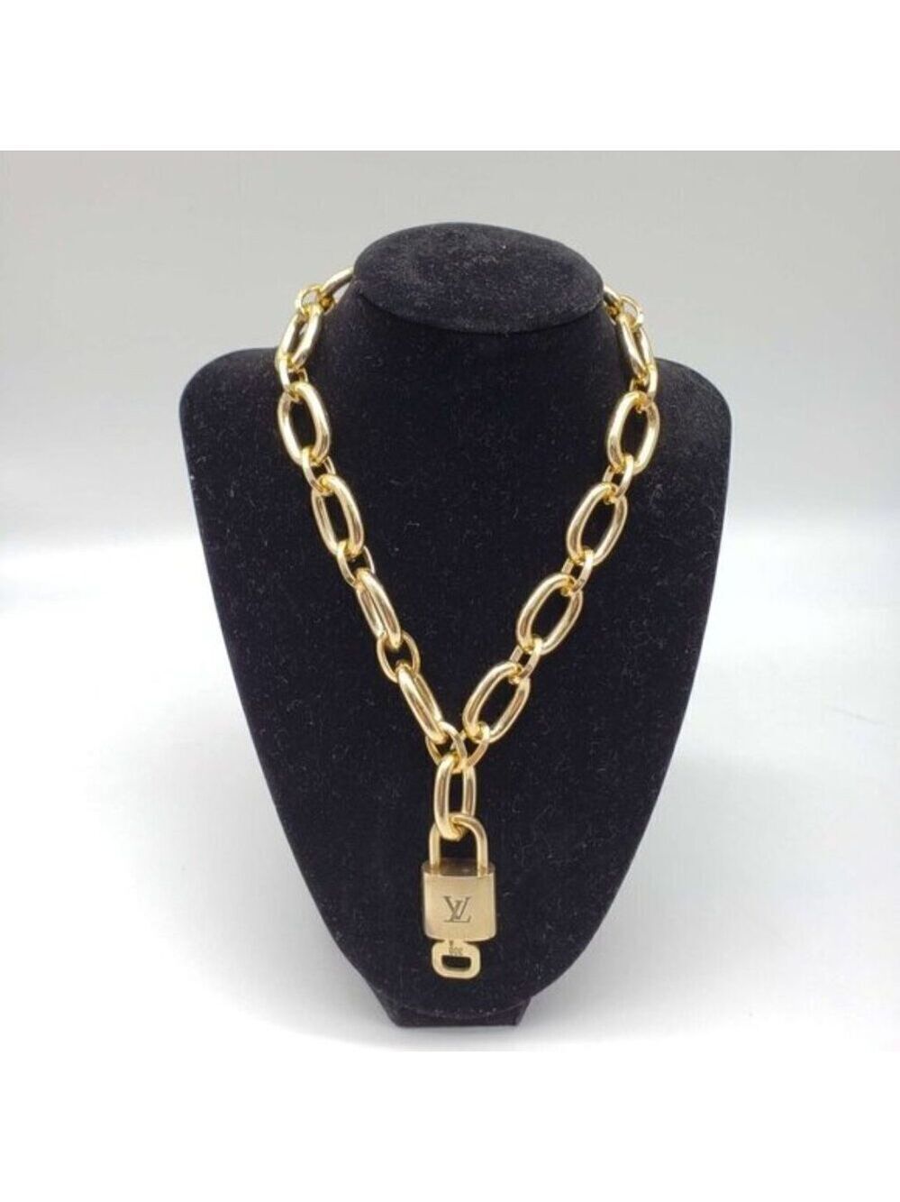 Authentic Louis Vuitton Lock & Key w/Unbranded Gold Plated Chain Necklace